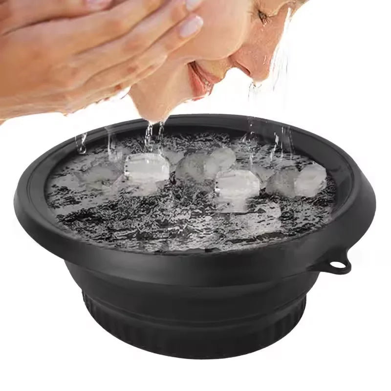 Tigela de banho de gelo facial dobrável portátil para tratamentos faciais