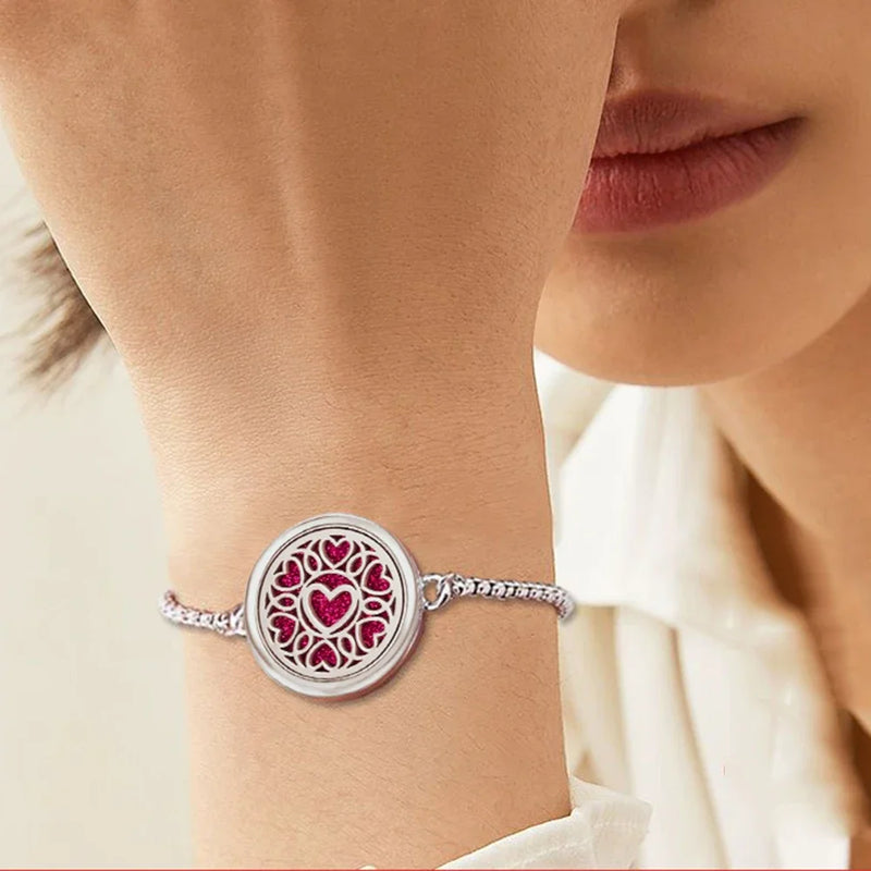 Bracelete (Pulseira ou Tornozeleira) com difusor de óleo essencial de aço inoxidável, pingente de aromaterapia, ajustável
