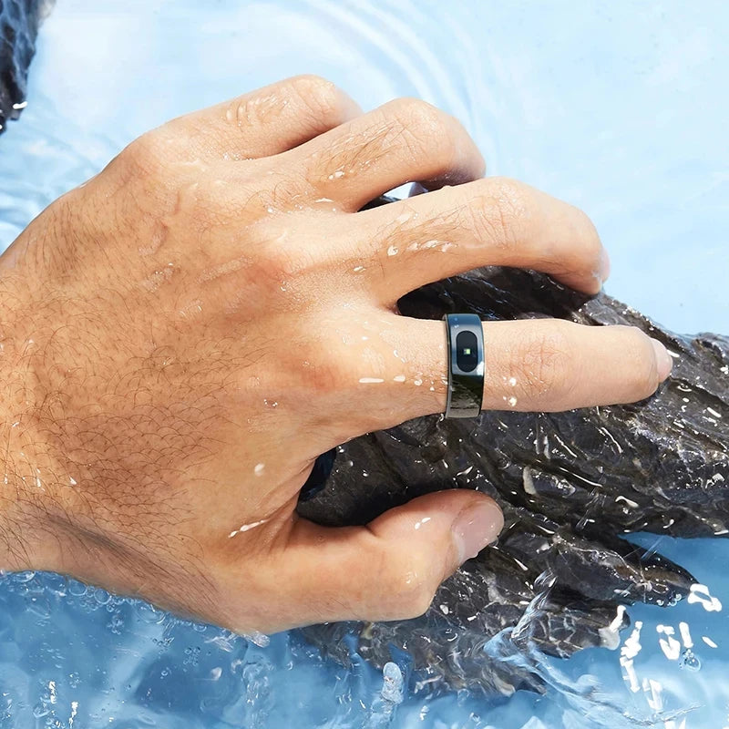 Anel inteligente, bluetooth, monitor de saúde, freqüência cardíaca, oxigênio no sangue, sono, temperatura corporal, controle por gesto, à prova d'água e esportes diversos