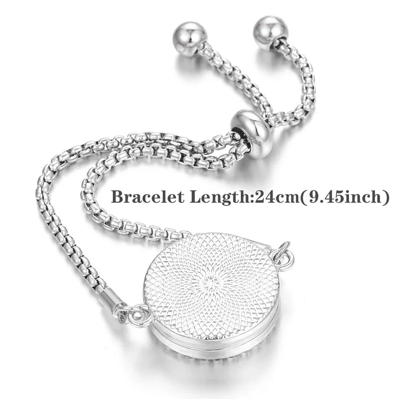 Bracelete (Pulseira ou Tornozeleira) com difusor de óleo essencial de aço inoxidável, pingente de aromaterapia, ajustável