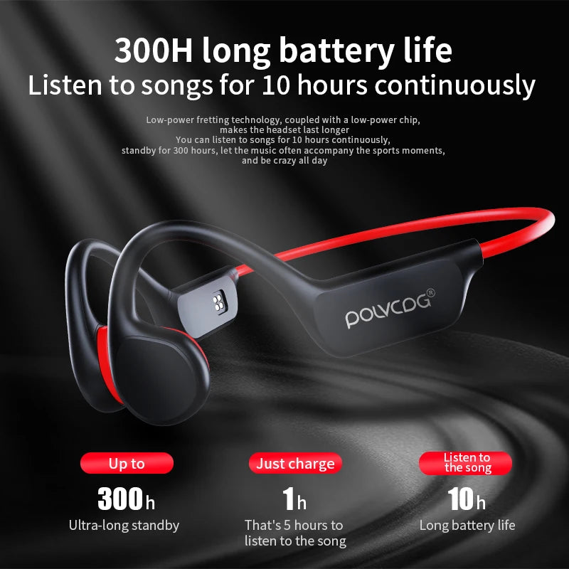 Fone de ouvido de condução óssea POLVCDG, IPX8, 32 GB para MP3, Bluetooth 5.3, à prova d'água, próprio para natação e diversas atividades físicas