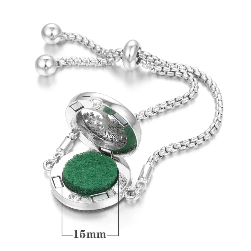 Bracelete (Pulseira ou Tornozeleira) com difusor de óleo essencial de aço inoxidável, pingente de aromaterapia, ajustável