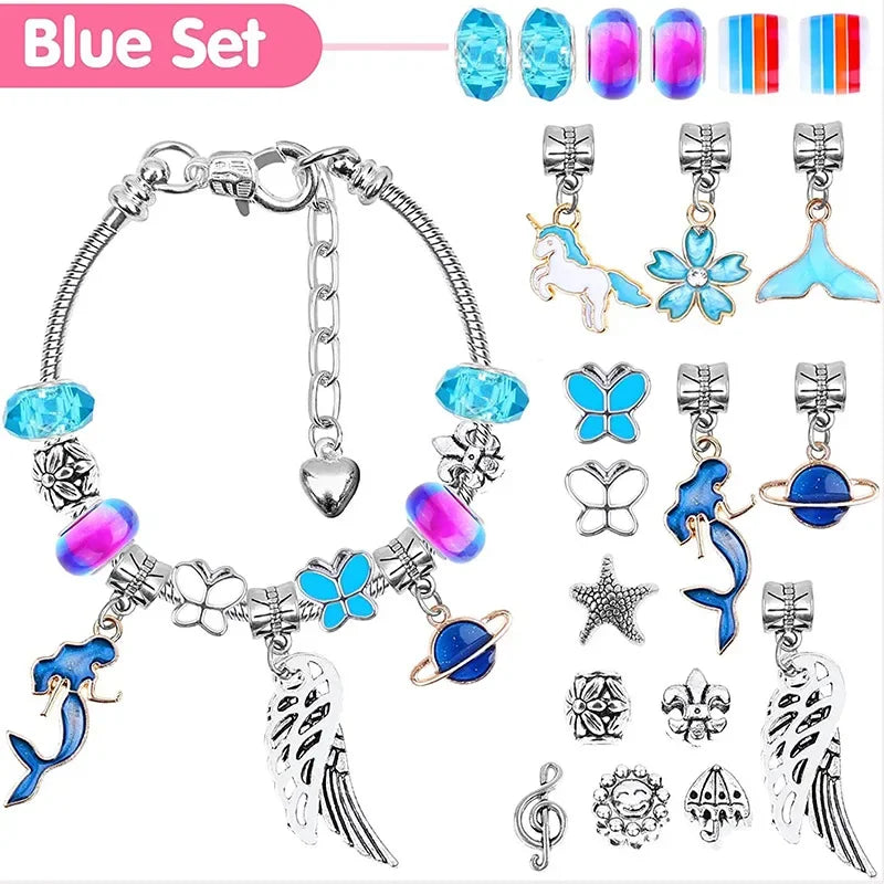 Kit de fabricação de pulseiras para meninas, 112 peças, kit de pulseiras com miçangas, pingentes de joias, pulseiras para artesanato DIY, joias de presente para meninas adolescentes